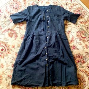 Roolee never worn plaid “farm dress”. Wooden buttons, black, green, navy colors